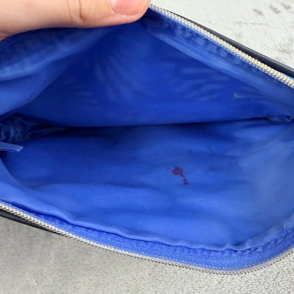 Estee Lauder Cosmetic Bag Blue White‎ Black Canvas Abstract Swirl Makeup Pouch